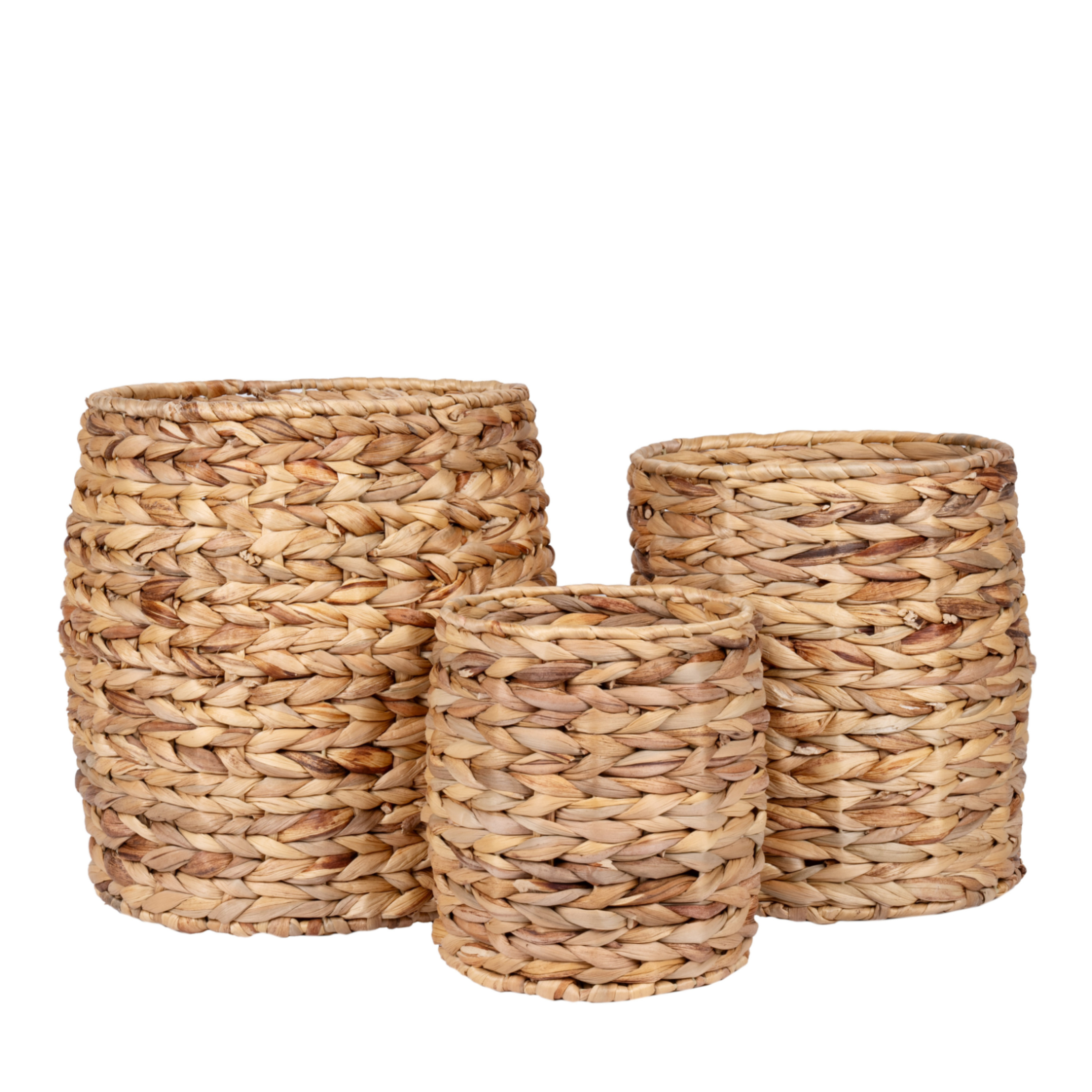 Seagrass baskets D18xH21, D24xH28, D28xH32cm 3pcs